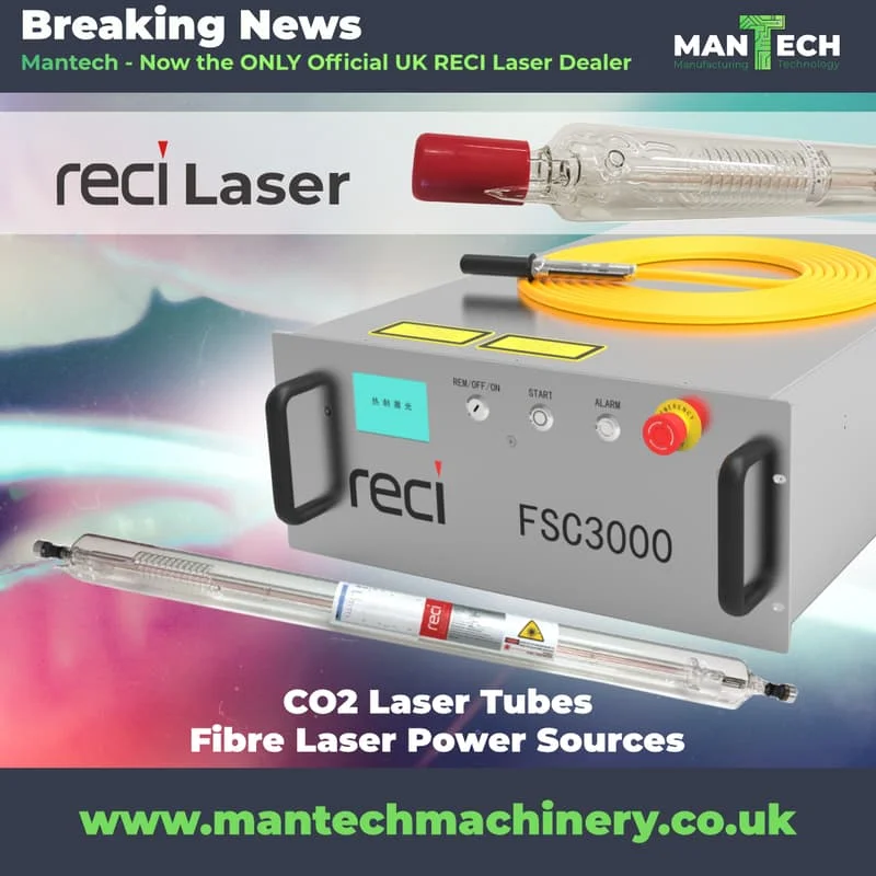 RECI Laser Tubes and Fiber Laser Power Sources